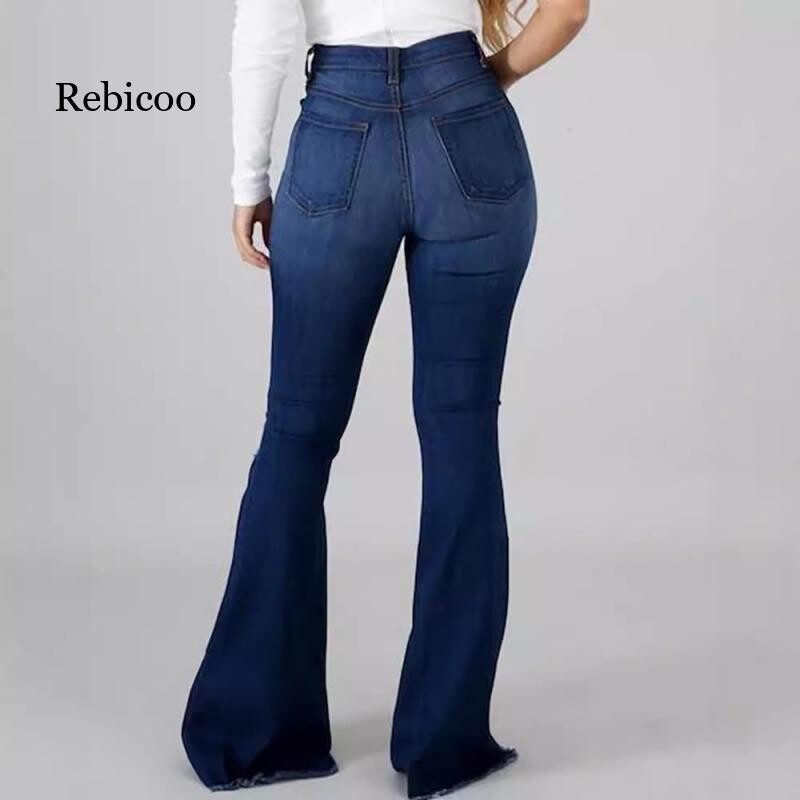 Nauji High Street Fashion Moteriški džinsai Europietiški ir amerikietiški didelio elastingumo plėšyti džinsai kelnės aukštu juosmeniu