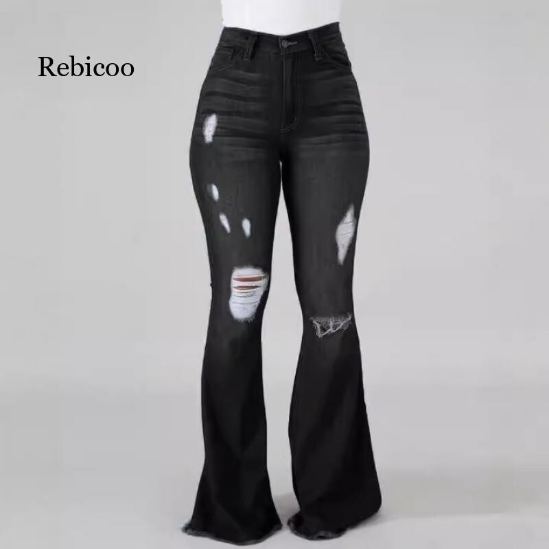 Nauji High Street Fashion Moteriški džinsai Europietiški ir amerikietiški didelio elastingumo plėšyti džinsai kelnės aukštu juosmeniu