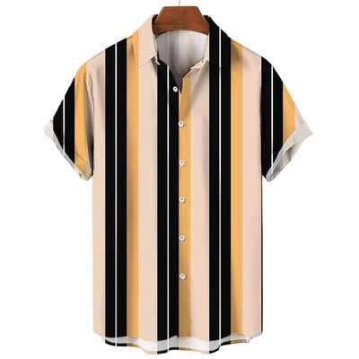 Vyriški havajietiški marškiniai su vasarine juostele marginti trumpomis rankovėmis marškiniai su atvartu, dideli vyriški gatvės drabužiai, mada, laisvalaikio socialinė viršūnė