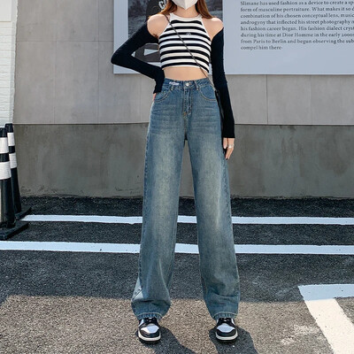 ZOENOVA Aukštos kokybės pavasario naujos plačios kelnės Moteriški džinsai Madingi tiesūs laisvalaikio gatvės Y2K Retro Soft Cargo džinsinės kelnės