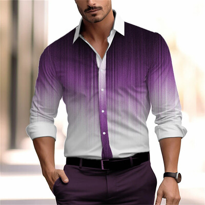 Populiariai parduodamos vyriškos vienspalvės linijos, 3D spausdinti marškiniai su atlapais, madingi laisvalaikio gatvės aukštos kokybės vyriški drabužiai, 2024 m.