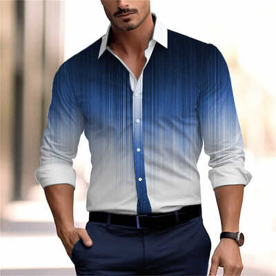 Populiariai parduodamos vyriškos vienspalvės linijos, 3D spausdinti marškiniai su atlapais, madingi laisvalaikio gatvės aukštos kokybės vyriški drabužiai, 2024 m.