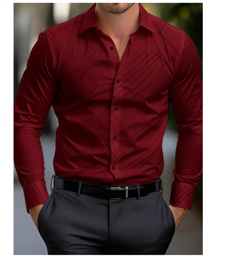 Populiariai parduodamos vyriškos vienspalvės linijos, 3D spausdinti marškiniai su atlapais, madingi laisvalaikio gatvės aukštos kokybės vyriški drabužiai, 2024 m.