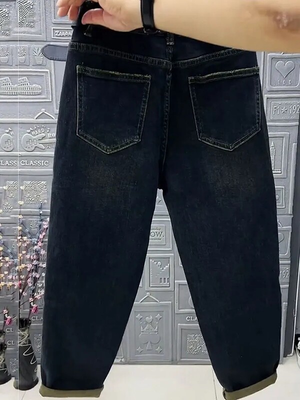 Korejas mode 2024. gada pavasara rudens harēms džinsi, sieviešu džinsi ar augstu vidukli, brīvi, labi piemērotas Taisnas džinsa bikses, sieviešu džinsu bikses 4 XL