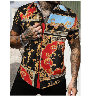 2024 m. havajietiški marškiniai vyriški trumpomis rankovėmis dryžuoti marškiniai su atlapais vasaros mados gatvės aukštos kokybės patogūs drabužiai