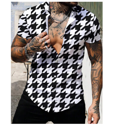 2024 m. havajietiški marškiniai vyriški trumpomis rankovėmis dryžuoti marškiniai su atlapais vasaros mados gatvės aukštos kokybės patogūs drabužiai