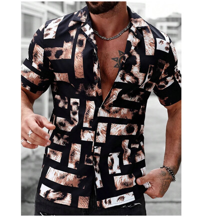 2024 m. havajietiški marškiniai vyriški trumpomis rankovėmis dryžuoti marškiniai su atlapais vasaros mados gatvės aukštos kokybės patogūs drabužiai