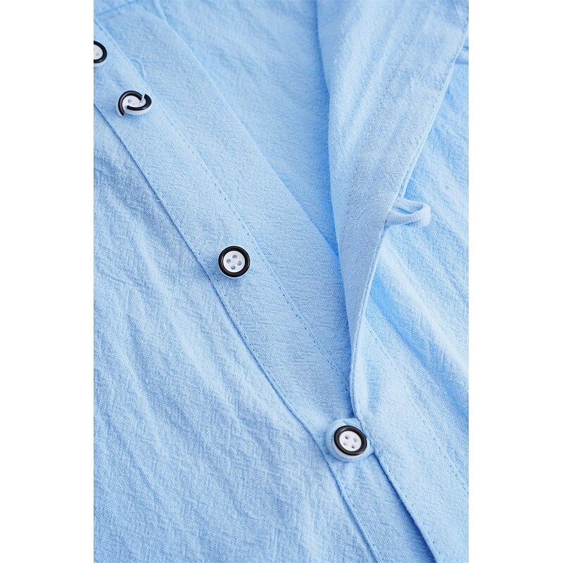 Vyriški Laisvalaikio Havajų Marškiniai Balta Juoda Vasariniai Henry V kaklo marškinėliai Minkšti ir patogūs 2025 m. vyriški viršutiniai drabužiai