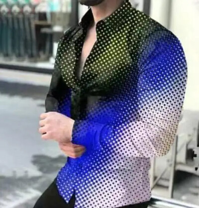 Vasariniai vyriški marškiniai ilgomis rankovėmis Madingi 3D spausdinti atvartai Laisvalaikio prabangūs marškiniai Havajų laisvalaikio vyriški marškiniai 2025 S-5XL