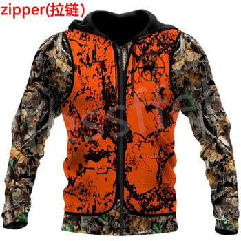 Tessffel 3DPrint Camo Deer Hunting Tattoo Animal Hunter Ανδρικά/Γυναικεία NewFashion Jacket Zip Funny Hoodies Μακρυμάνικα Streetwear S14