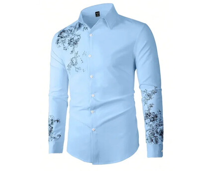 Vyriški marškiniai pavasario/vasaros abstrakčiojo rašto 3D spausdinimu ilgomis rankovėmis užsegami marškinėliai Tiki serijos verslo laisvalaikio marškiniai