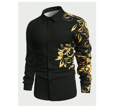 Vyriški marškiniai pavasario/vasaros abstrakčiojo rašto 3D spausdinimu ilgomis rankovėmis užsegami marškinėliai Tiki serijos verslo laisvalaikio marškiniai