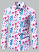 2024 m. Nauji laisvalaikio lauko patogūs 3D spausdinti gėlių rašto marškiniai Paplūdimio saulės mados ploni vyriški marškiniai ilgomis rankovėmis