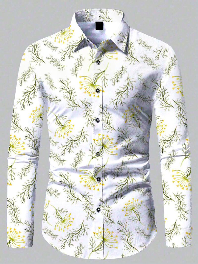 2024 m. Nauji laisvalaikio lauko patogūs 3D spausdinti gėlių rašto marškiniai Paplūdimio saulės mados ploni vyriški marškiniai ilgomis rankovėmis