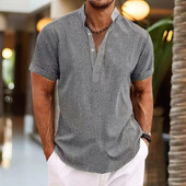 Henry krekls vīriešiem kaklasaite krāso vintage ar īsām piedurknēm statīvs apkakles augšdaļa sporta ikdienas viegls modes augstas kvalitātes vīriešu apģērbs