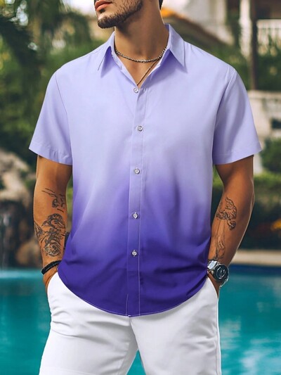 Triibuline trükitud meeste pikkade varrukatega särk Suvine vabaaja meeste üherealine särk Beach Pool Party Meeste moodne särk