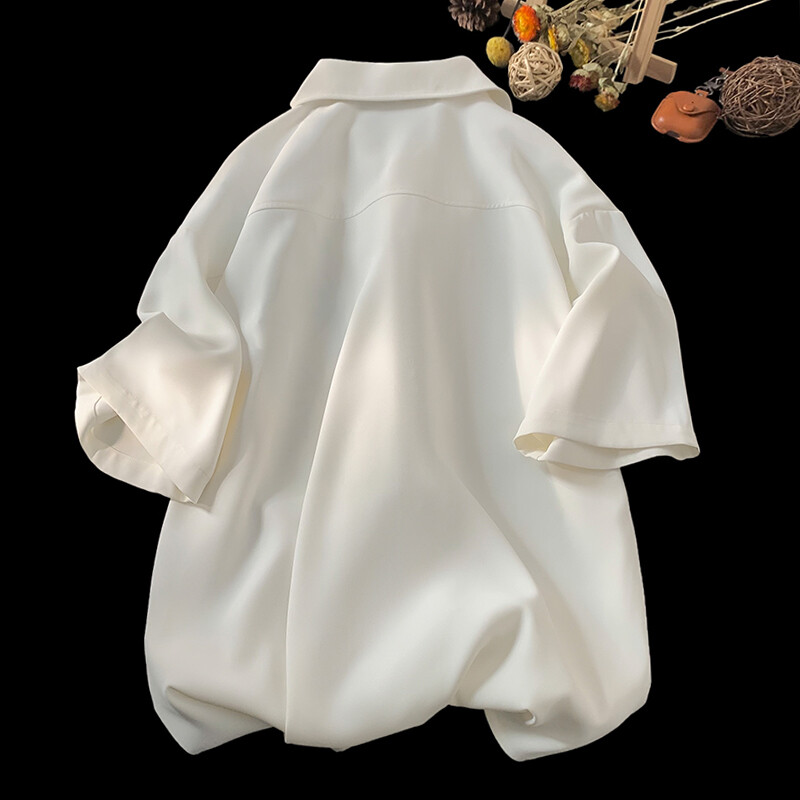 2024. aasta meeste lühikeste varrukatega tikandiga särk Aasia stiilis trendi valged mustad särgid suvised vabaaja nööbiga pluusid