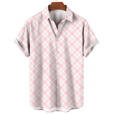 Vyriški languoti marškinėliai trumpomis rankovėmis marškinėliai su 3D dryžuotais raštais Nauji laisvalaikio socialiniai itin dideli „Camisa“, 2024 m.