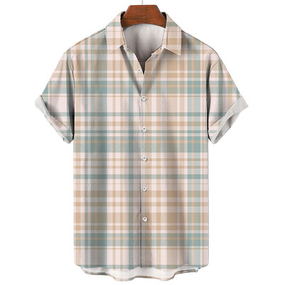 Vyriški languoti marškinėliai trumpomis rankovėmis marškinėliai su 3D dryžuotais raštais Nauji laisvalaikio socialiniai itin dideli „Camisa“, 2024 m.