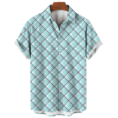 Vyriški languoti marškinėliai trumpomis rankovėmis marškinėliai su 3D dryžuotais raštais Nauji laisvalaikio socialiniai itin dideli „Camisa“, 2024 m.