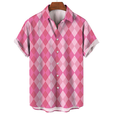 Vyriški languoti marškinėliai trumpomis rankovėmis marškinėliai su 3D dryžuotais raštais Nauji laisvalaikio socialiniai itin dideli „Camisa“, 2024 m.