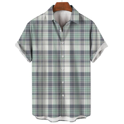 Vyriški languoti marškinėliai trumpomis rankovėmis marškinėliai su 3D dryžuotais raštais Nauji laisvalaikio socialiniai itin dideli „Camisa“, 2024 m.