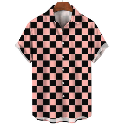 Vyriški languoti marškinėliai trumpomis rankovėmis marškinėliai su 3D dryžuotais raštais Nauji laisvalaikio socialiniai itin dideli „Camisa“, 2024 m.