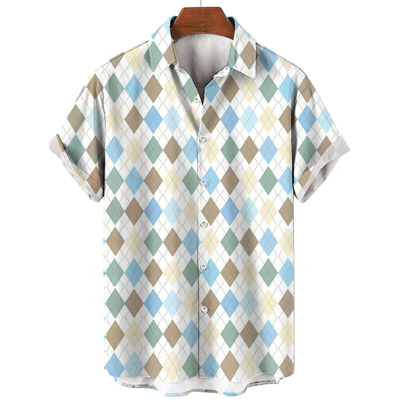 Vyriški languoti marškinėliai trumpomis rankovėmis marškinėliai su 3D dryžuotais raštais Nauji laisvalaikio socialiniai itin dideli „Camisa“, 2024 m.