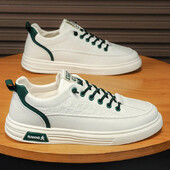 Ikdienas vīriešu apavi Vasaras pilotu kedas Sporta plakani apavi Neslīdoši ūdensizturīgi mazi balti ādas apavi Pavasara apavi