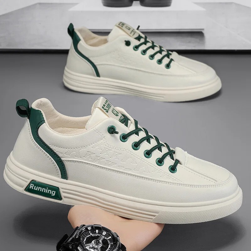 Ikdienas vīriešu apavi Vasaras pilotu kedas Sporta plakani apavi Neslīdoši ūdensizturīgi mazi balti ādas apavi Pavasara apavi