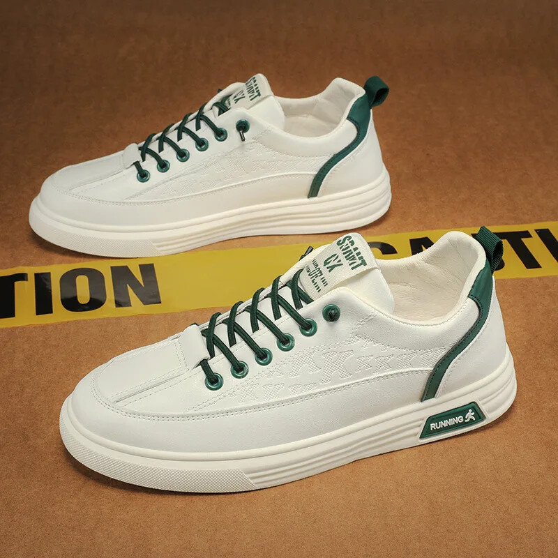 Ikdienas vīriešu apavi Vasaras pilotu kedas Sporta plakani apavi Neslīdoši ūdensizturīgi mazi balti ādas apavi Pavasara apavi