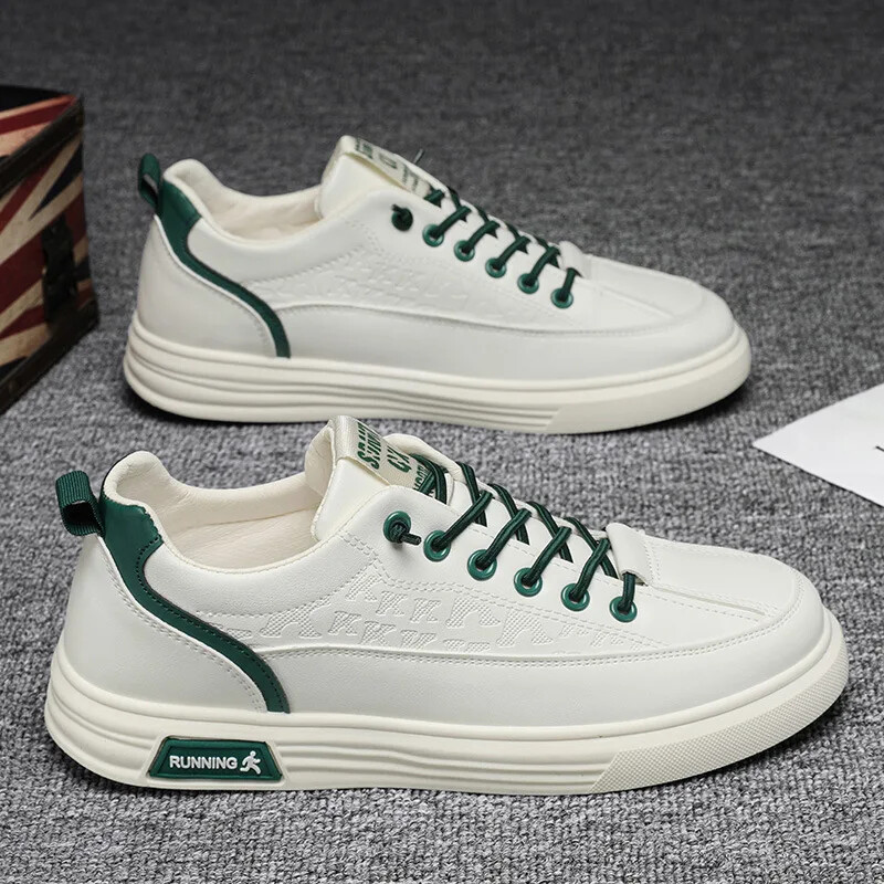 Ikdienas vīriešu apavi Vasaras pilotu kedas Sporta plakani apavi Neslīdoši ūdensizturīgi mazi balti ādas apavi Pavasara apavi