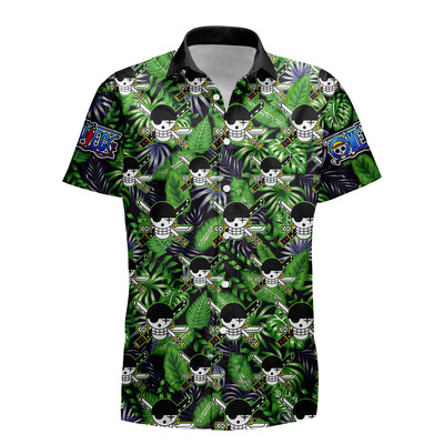 Viengabala havajiešu krekli — Doflamingo Japan Cherry Blossom Style Havajiešu krekli Vīriešu vasaras īsām piedurknēm apdrukāts pāra krekls