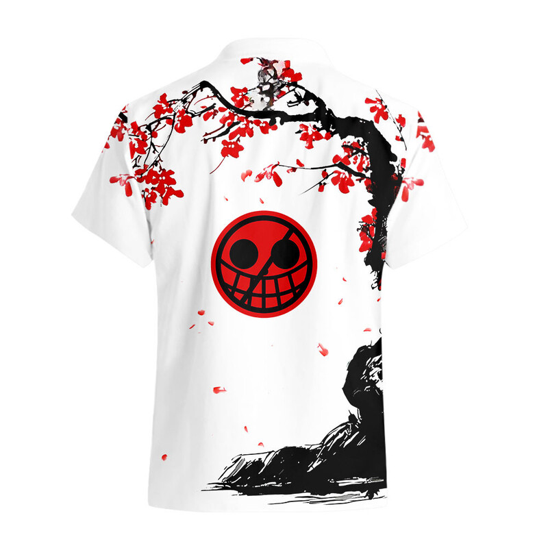 Viengabala havajiešu krekli — Doflamingo Japan Cherry Blossom Style Havajiešu krekli Vīriešu vasaras īsām piedurknēm apdrukāts pāra krekls