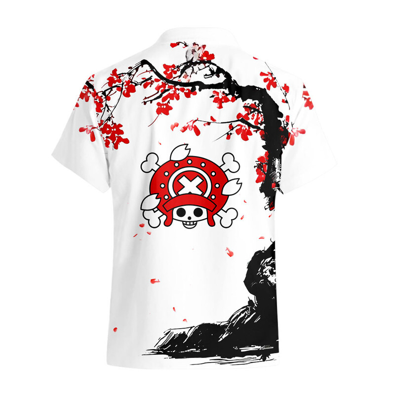 Viengabala havajiešu krekli — Doflamingo Japan Cherry Blossom Style Havajiešu krekli Vīriešu vasaras īsām piedurknēm apdrukāts pāra krekls