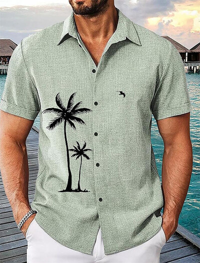 Meeste särgid Linased särgid Vabaaja särgid Suvised särgid Must Valge Roosa Lühikeste Varrukatega Lameda revääriga Suvised vabaajarõivad