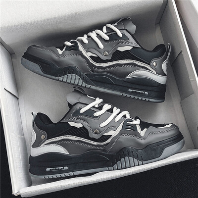 Meeste vulkaniseeritud kingad Trendikad, isikupärastatud teismeliste vabaajajalatsid, ümmargused paelad, pluss suuruses platvormkingad Meeste kingad