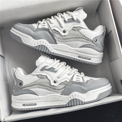 Meeste vulkaniseeritud kingad Trendikad, isikupärastatud teismeliste vabaajajalatsid, ümmargused paelad, pluss suuruses platvormkingad Meeste kingad