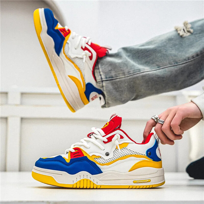 Meeste vulkaniseeritud kingad Trendikad, isikupärastatud teismeliste vabaajajalatsid, ümmargused paelad, pluss suuruses platvormkingad Meeste kingad