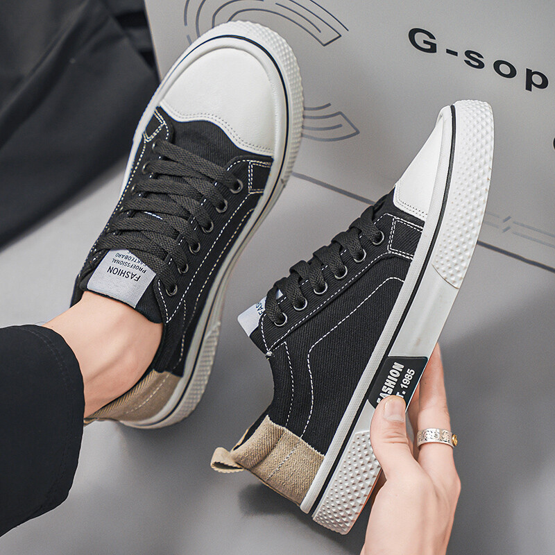 Tudengite lõuendist kingad nelja hooaja pehme tald libisemiskindlad vabaaja kingad noorte mood mitmekülgsed paksu talla kingad meeste kingad