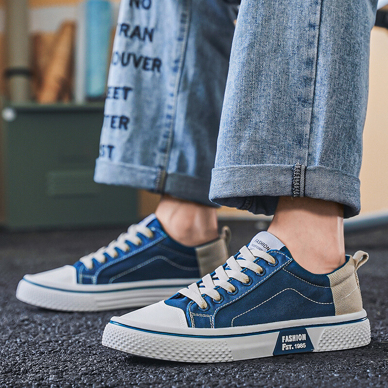 Tudengite lõuendist kingad nelja hooaja pehme tald libisemiskindlad vabaaja kingad noorte mood mitmekülgsed paksu talla kingad meeste kingad