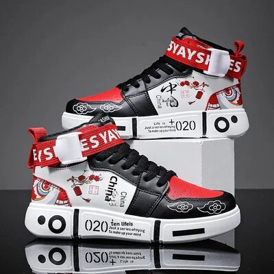 2025 m. naujo stiliaus korėjietiški madingi madingi laisvalaikio sportiniai batai aukšto lygio batai tėvams ir vaikams Jaunimo batai gumos padas poliamidas