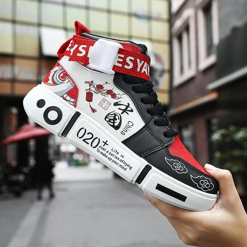 2025 m. naujo stiliaus korėjietiški madingi madingi laisvalaikio sportiniai batai aukšto lygio batai tėvams ir vaikams Jaunimo batai gumos padas poliamidas