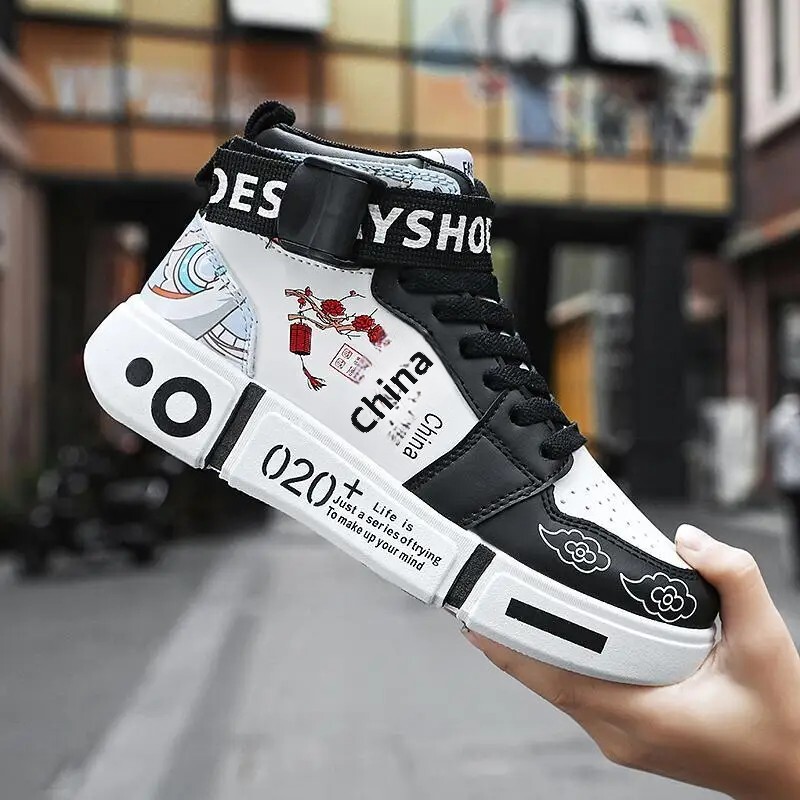 2025 m. naujo stiliaus korėjietiški madingi madingi laisvalaikio sportiniai batai aukšto lygio batai tėvams ir vaikams Jaunimo batai gumos padas poliamidas