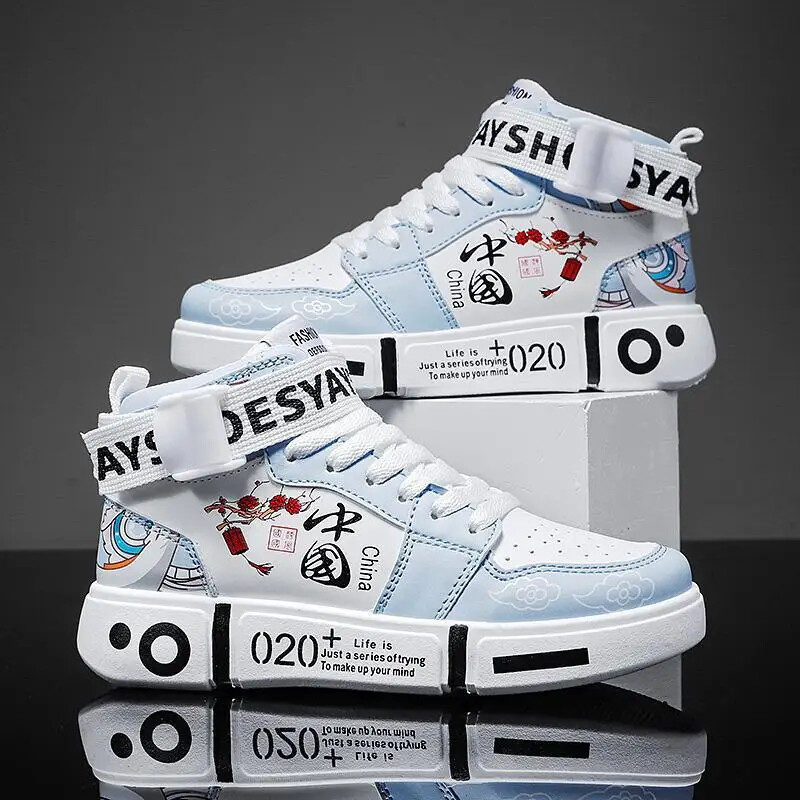 2025 m. naujo stiliaus korėjietiški madingi madingi laisvalaikio sportiniai batai aukšto lygio batai tėvams ir vaikams Jaunimo batai gumos padas poliamidas