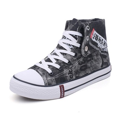 Naujausi korėjietiški vyriški drobiniai drobiniai aukštakulniai batai Gingham vyriški laisvalaikio batai studentams, guminiai suvarstomi vyriški sportbačiai