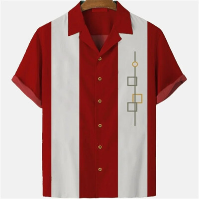 Vīriešu svītras Eleganta blūze Krāsu apdruka Elki Apģērbi Halāts Futbols Īsām piedurknēm Ikdienišķa Sociālā Aproču pogas Lielizmēra Modes Krekli