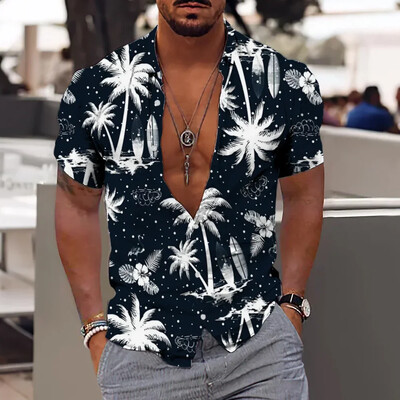 Havaju vīriešu T-krekls 3d Printed Beach Coconut Tree Krekli vīriešiem 5xl Īsām piedurknēm Modes Topi T-krekls Vīriešu Blūze Camisa