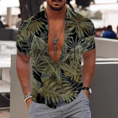 Havaju vīriešu T-krekls 3d Printed Beach Coconut Tree Krekli vīriešiem 5xl Īsām piedurknēm Modes Topi T-krekls Vīriešu Blūze Camisa