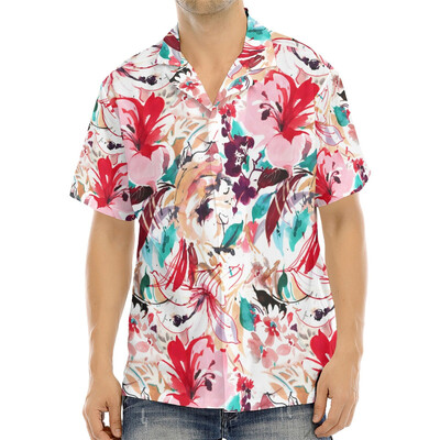 Vīriešu kreklu raksta krekls apdrukāts krekls āra ielas apģērbs ar īsām piedurknēm lielizmēra modes ielas apģērbu dizainers